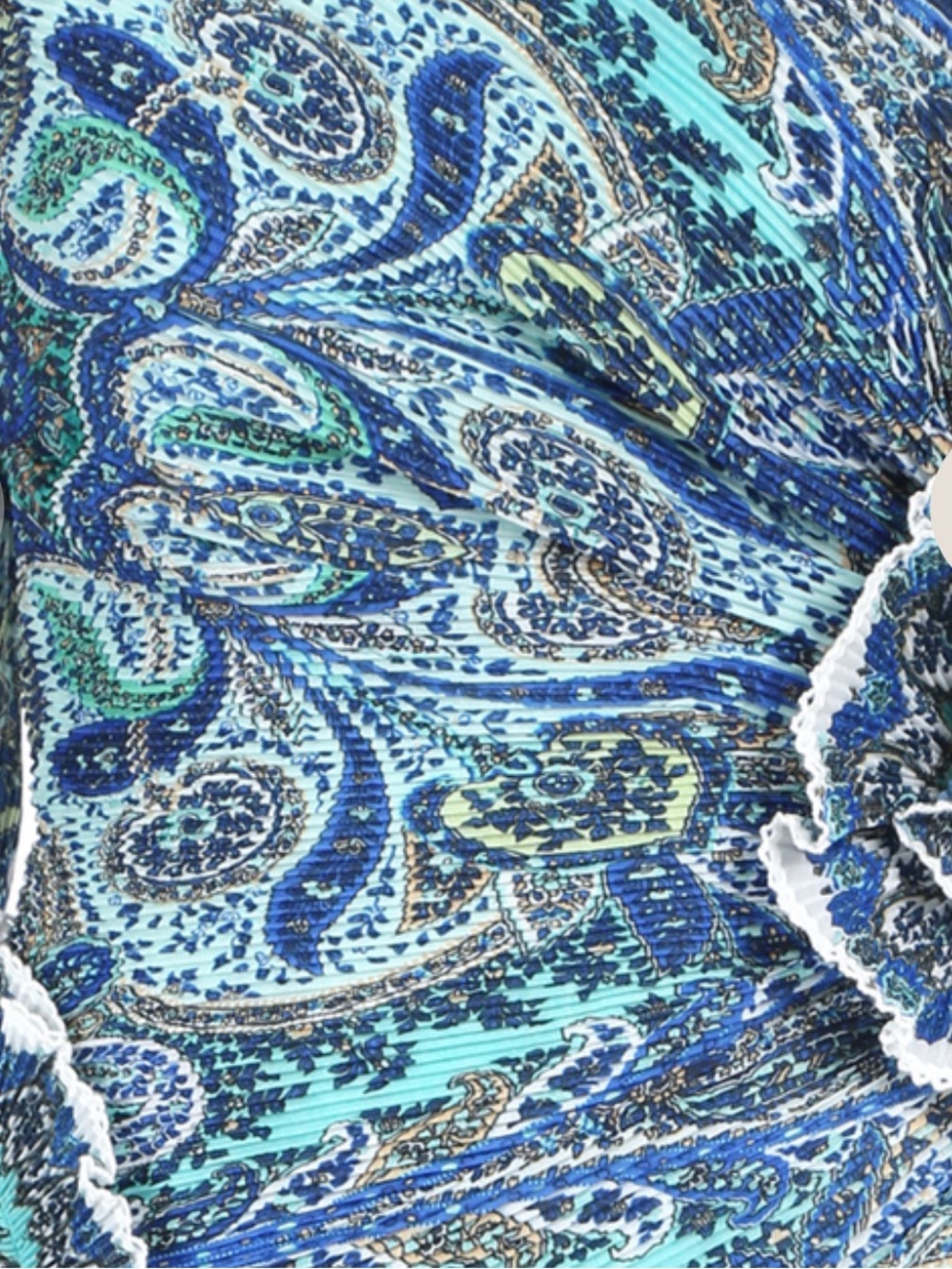 Zimmerman Blue Paisley Cold-Shoulder Ruffle Mini Dress - Picture 6 of 17